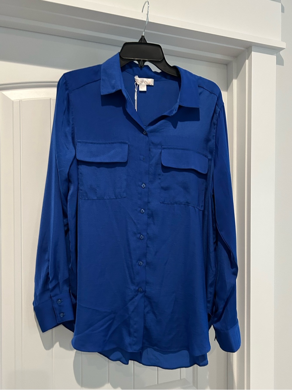 Royal Blue Button-Up Blouse by Renuar NWT